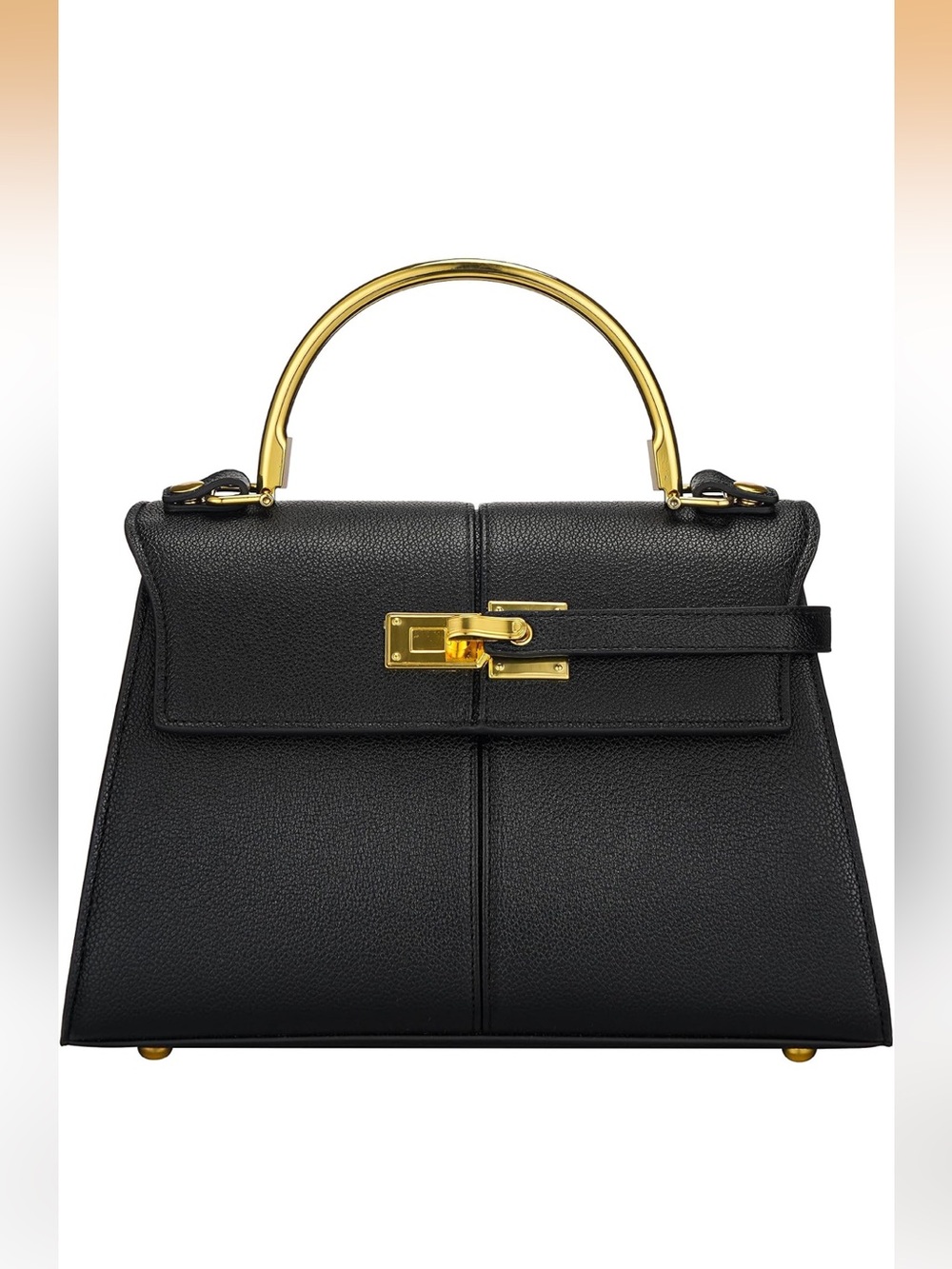 Elegant Black Top-Handle Crossbody with Gold Hardware NWT